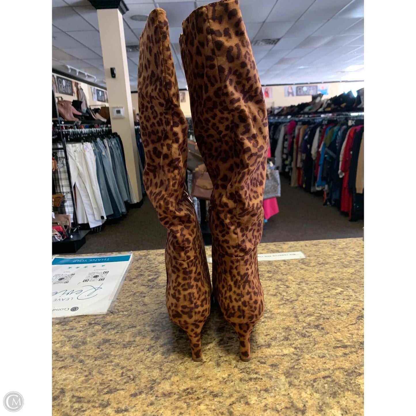 Boots Knee Heels By Sugar In Animal Print, Size: 11