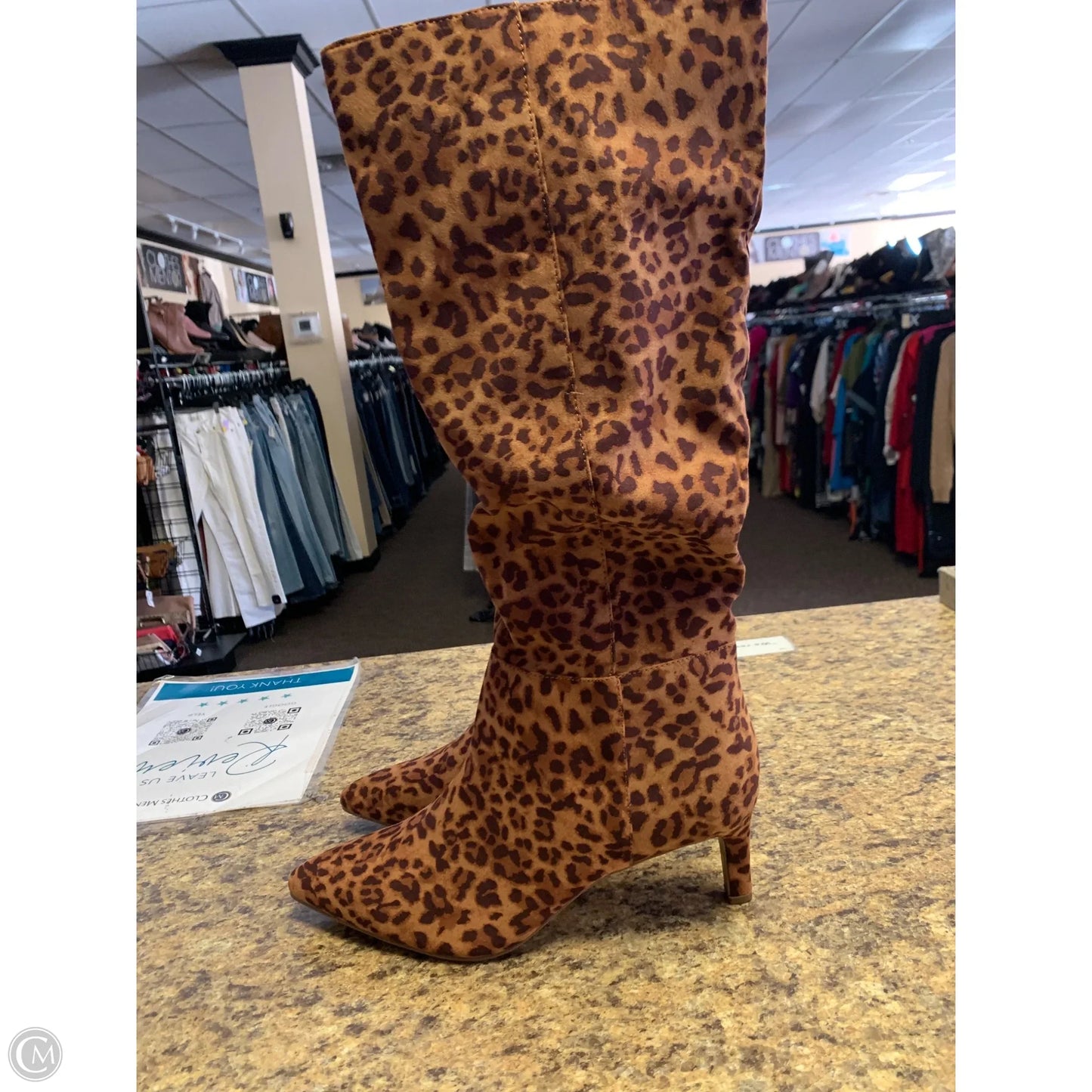 Boots Knee Heels By Sugar In Animal Print, Size: 11