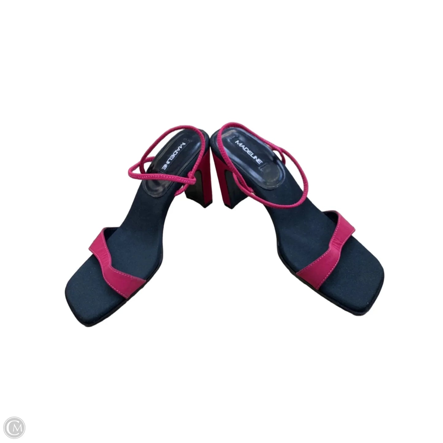 Sandals Heels Block By Madeleine In Black & Pink, Size: 7.5