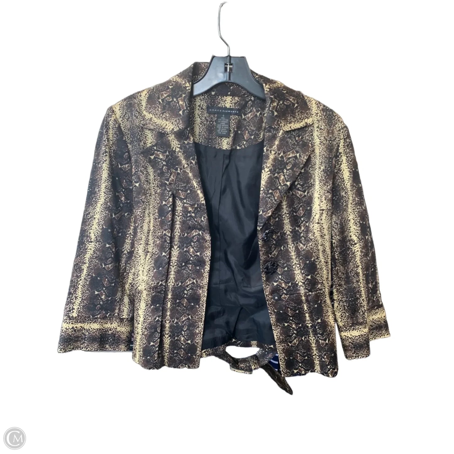 Blazer By Grace Elements In Snakeskin Print, Size: 4