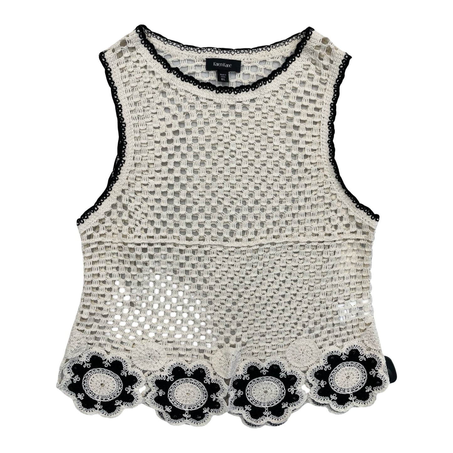 Top Sleeveless By Karen Kane In Black & Cream, Size:M