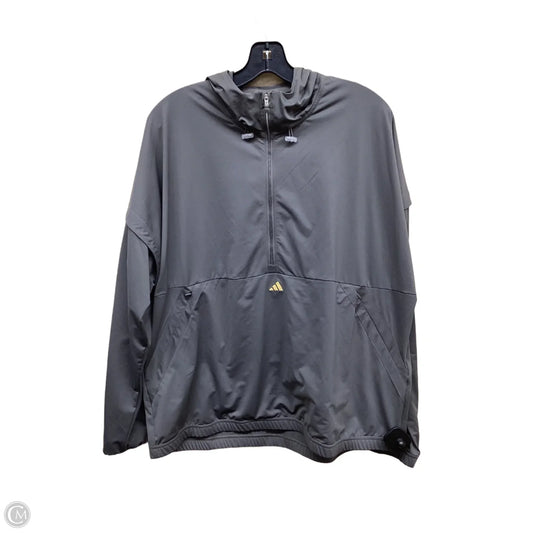 Athletic Top Long Sleeve Hoodie By Adidas In Grey, Size: Xl
