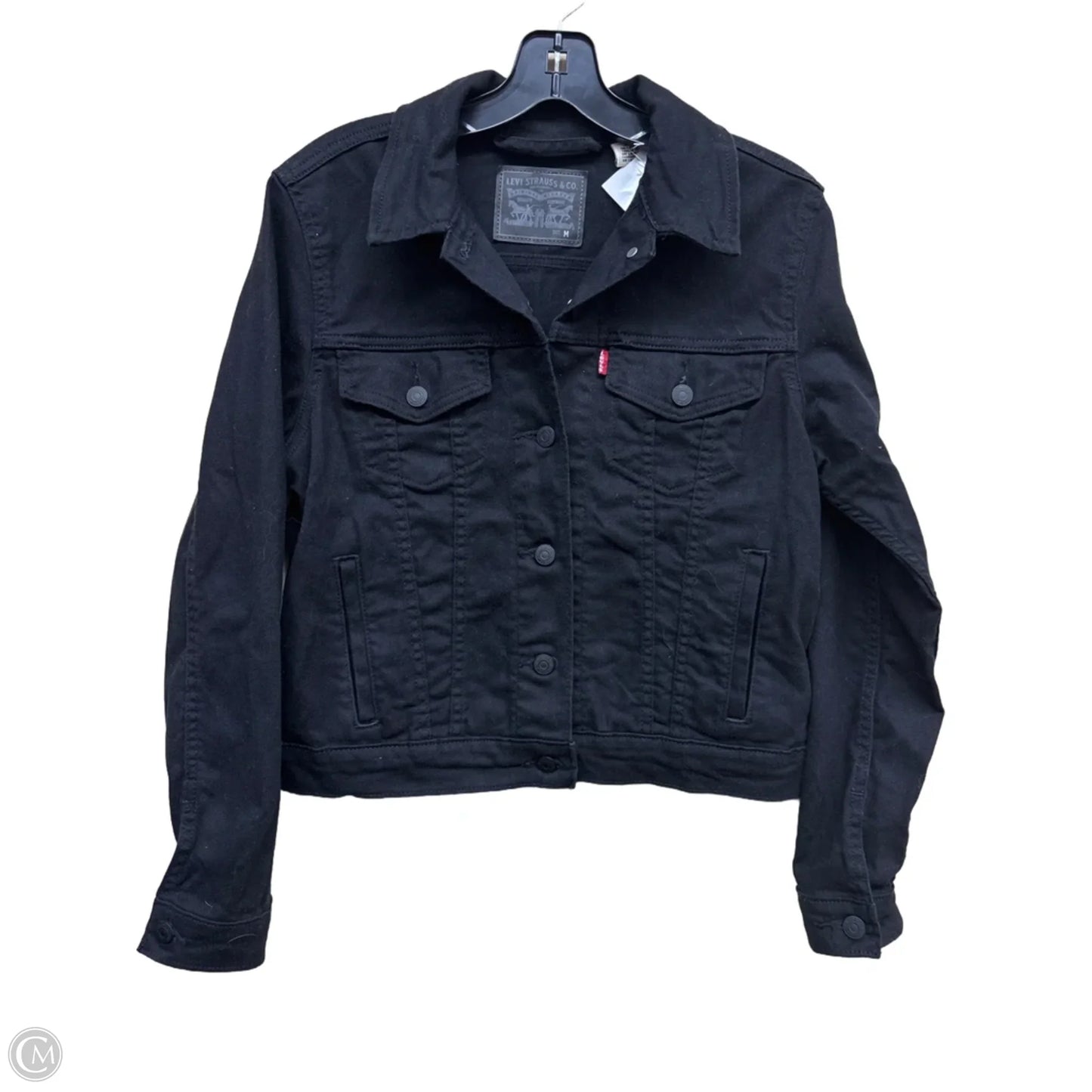 Jacket Denim By Levis In Black Denim, Size: M
