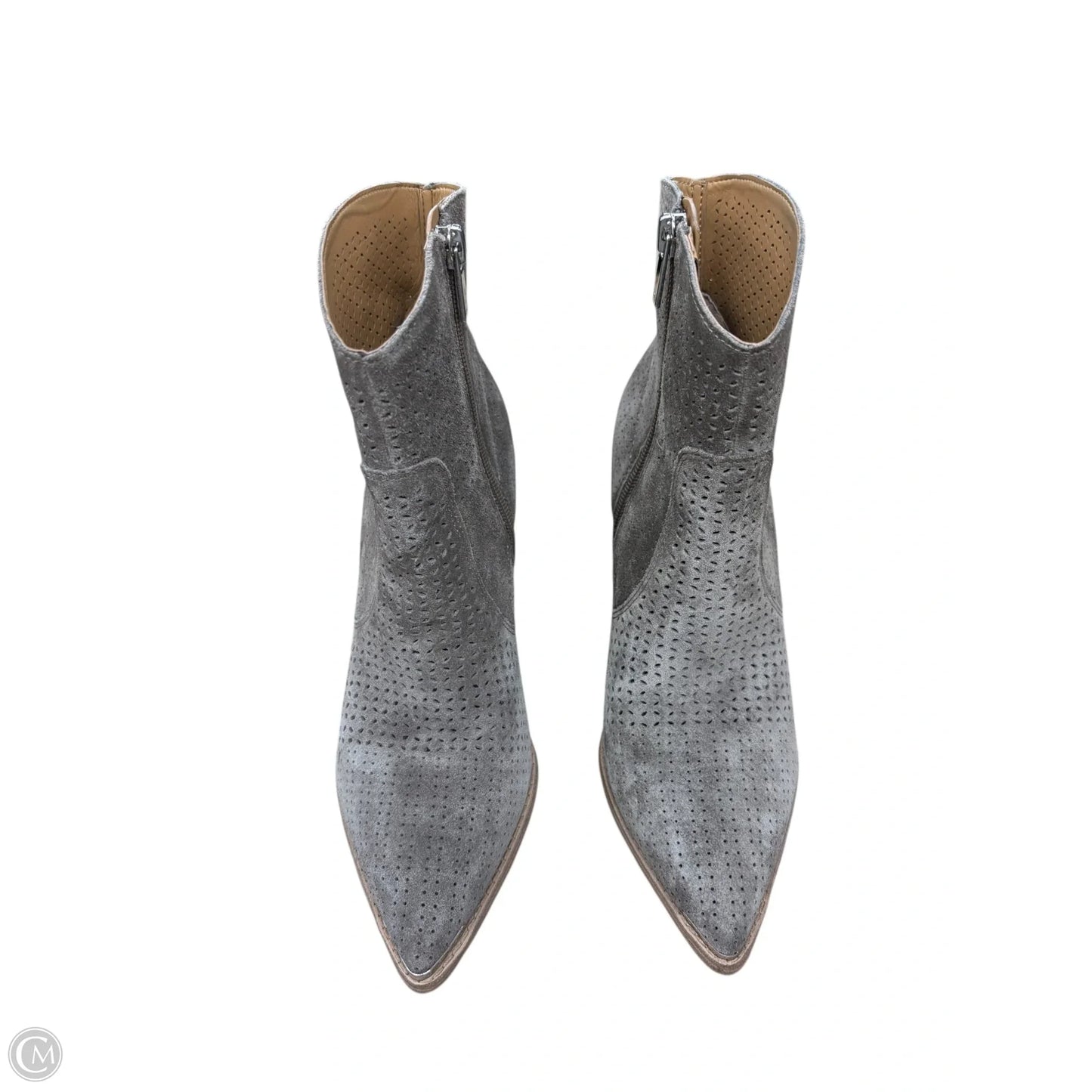 Boots Ankle Heels By Marc Fisher In Grey & Tan, Size: 7