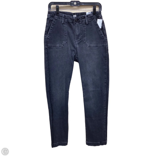 Jeans Straight By Paige In Black Denim, Size: 4