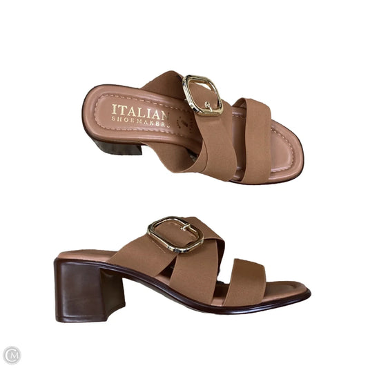 Sandals Heels Block By Italian Shoemakers In Multi-colored, Size: 7