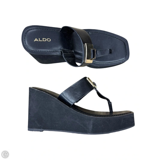 Sandals Heels Platform By Aldo In Black & Gold, Size: 8