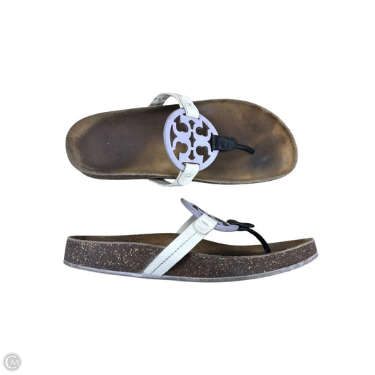 Sandals Designer By Tory Burch In Purple & Tan, Size: 8.5
