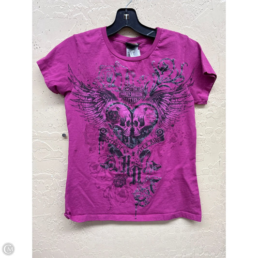 Top Short Sleeve By Harley Davidson In Pink, Size: M
