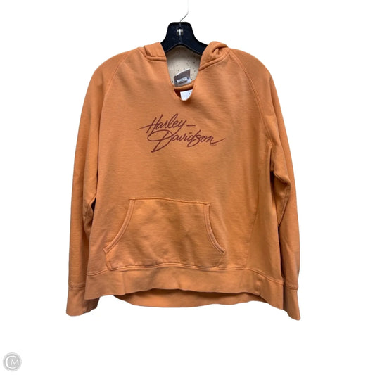 Sweatshirt Hoodie By Harley Davidson In Orange, Size: Xl