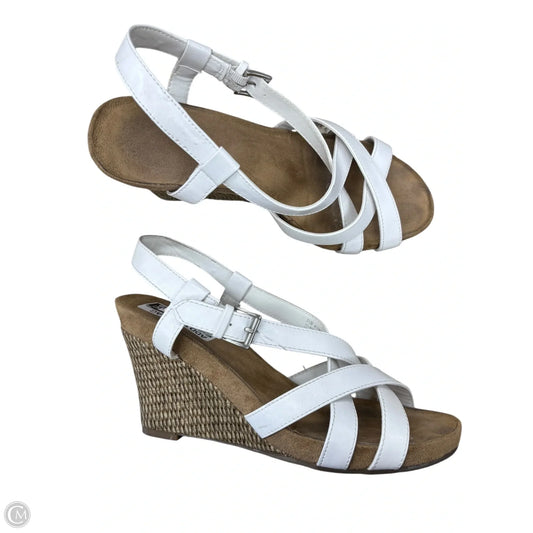 Sandals Heels Wedge By Aerosoles In Tan & White, Size: 8.5