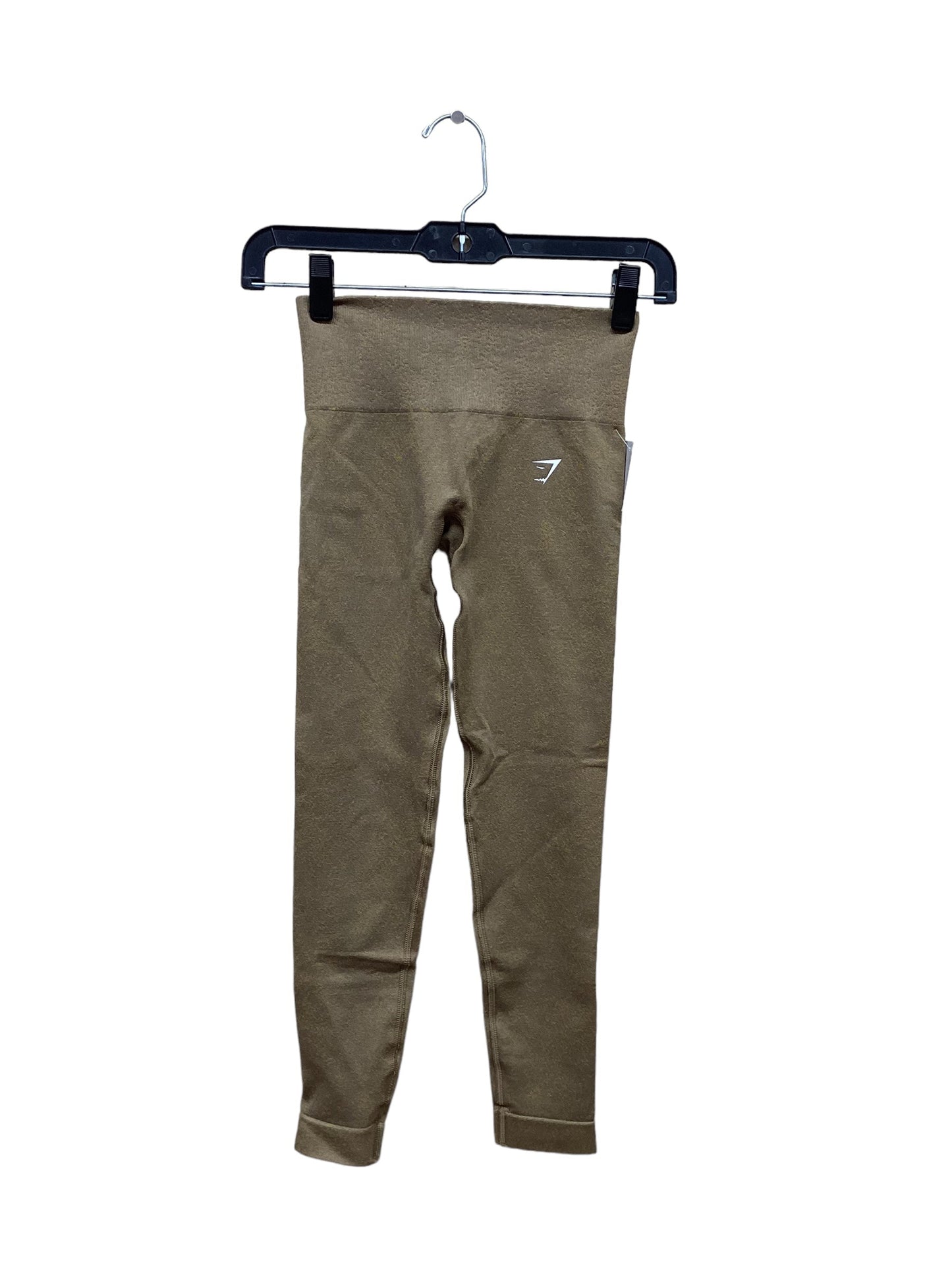 Brown Athletic Leggings Gym Shark, Size Xs