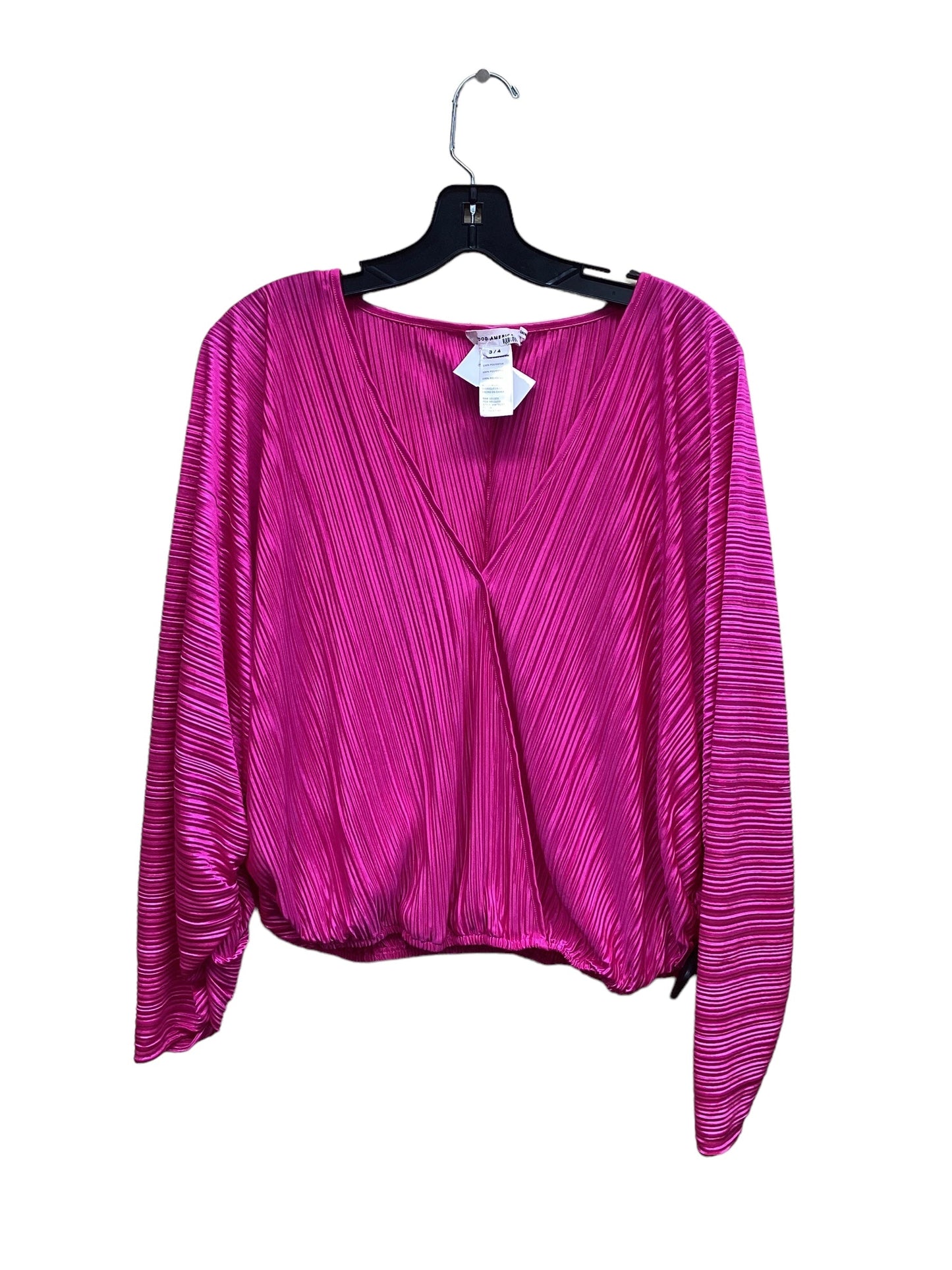 Top Long Sleeve By Good American In Pink, Size: M