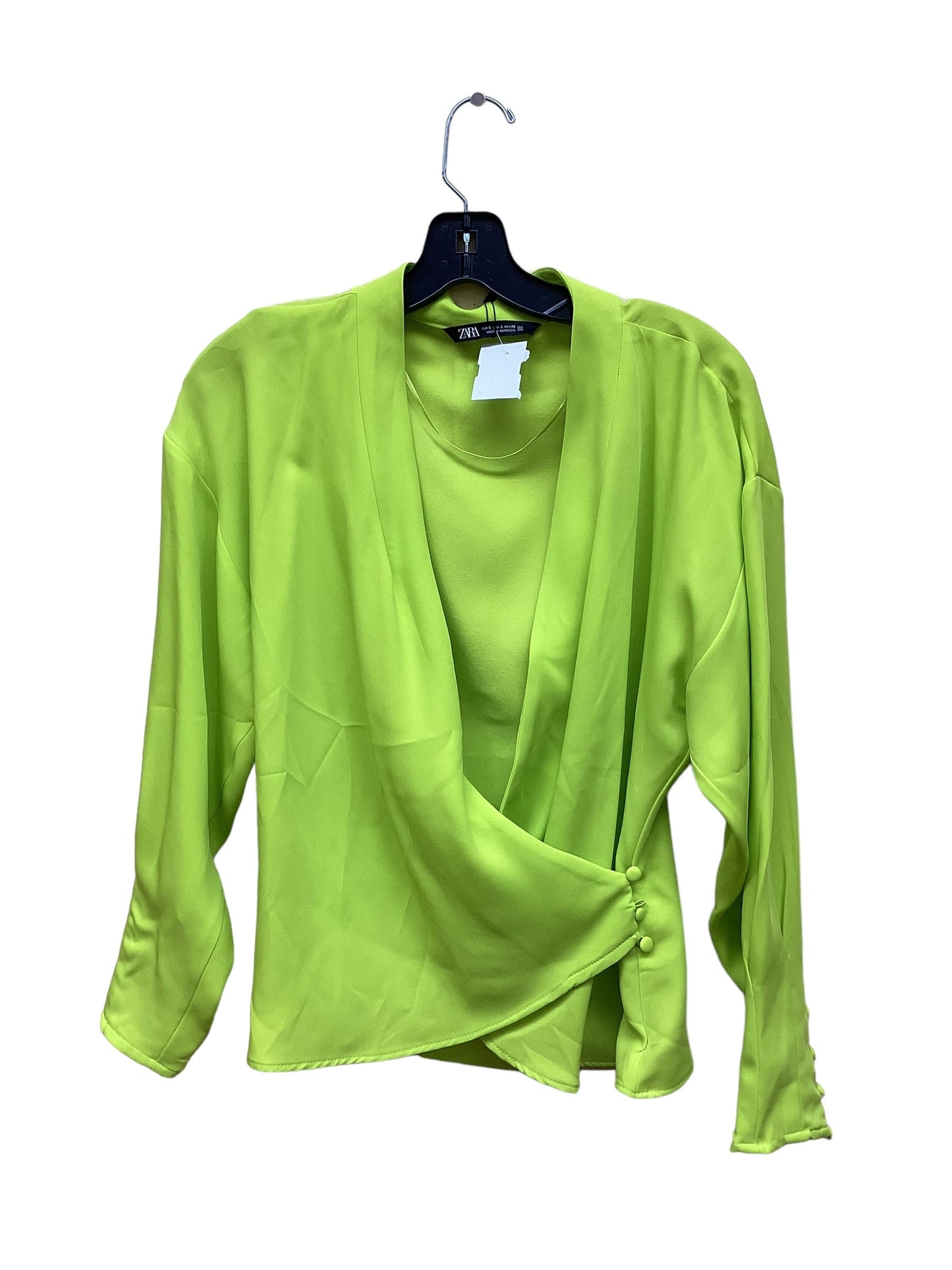 Green Top Long Sleeve Zara, Size S