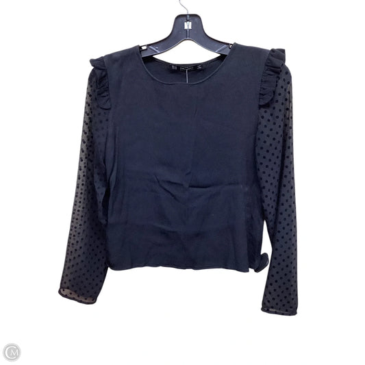 Top Long Sleeve By Zara Basic In Black, Size: Xs
