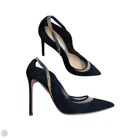 Shoes Designer By Aquazzura In Black & Gold, Size: 8