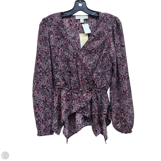 Top Long Sleeve By Michael By Michael Kors In Paisley Print, Size: Xsp