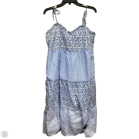 Dress Casual Midi By J. Crew In Blue & White, Size: M