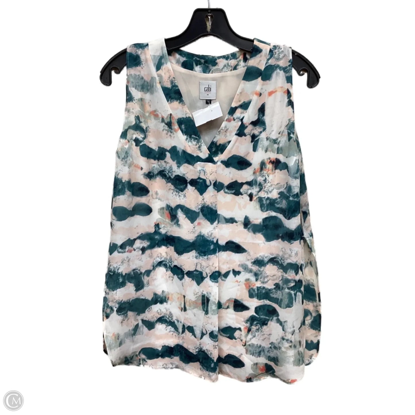 Top Sleeveless By Cabi In Green & Orange, Size: Xs