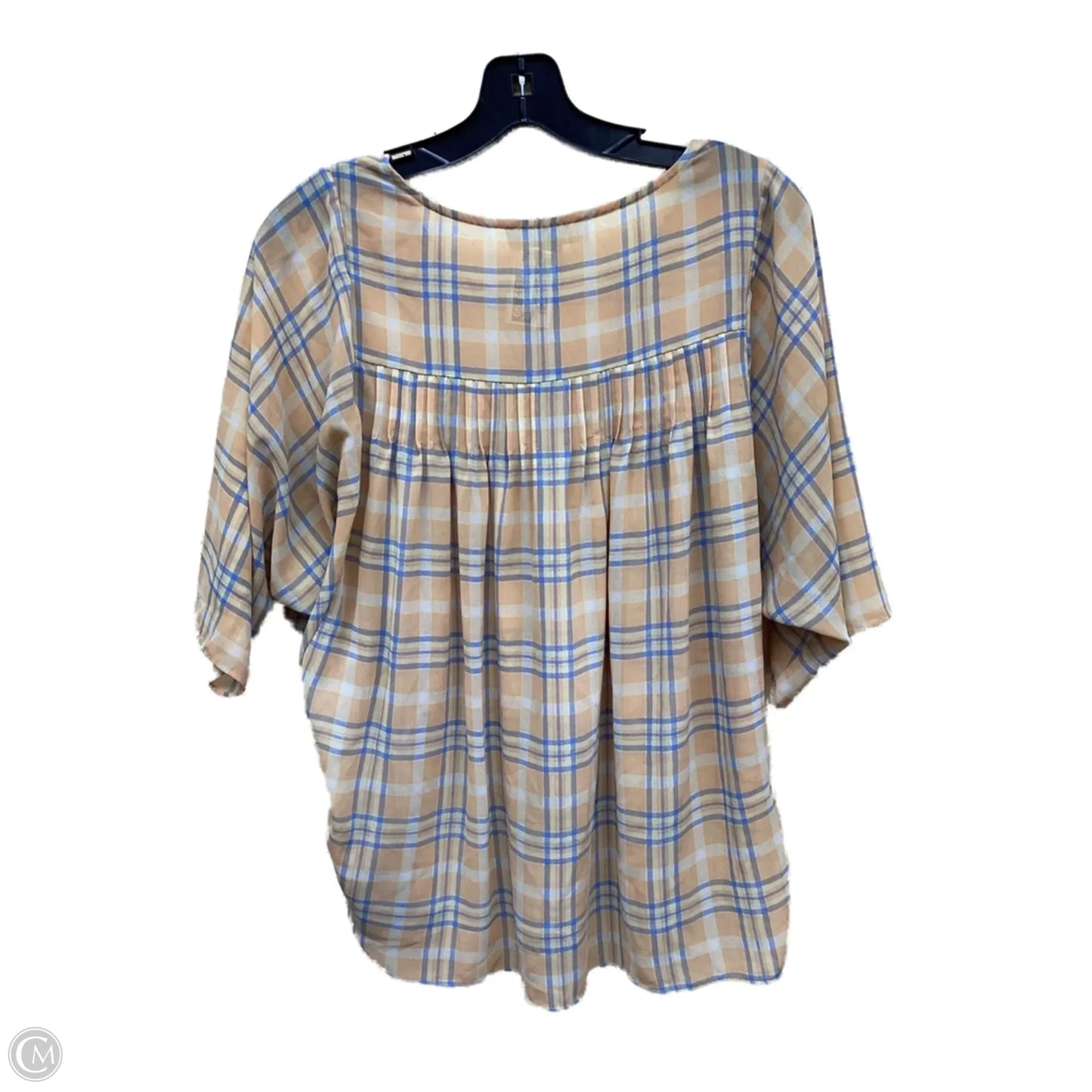 Top Short Sleeve By Michael By Michael Kors In Plaid Pattern, Size: M