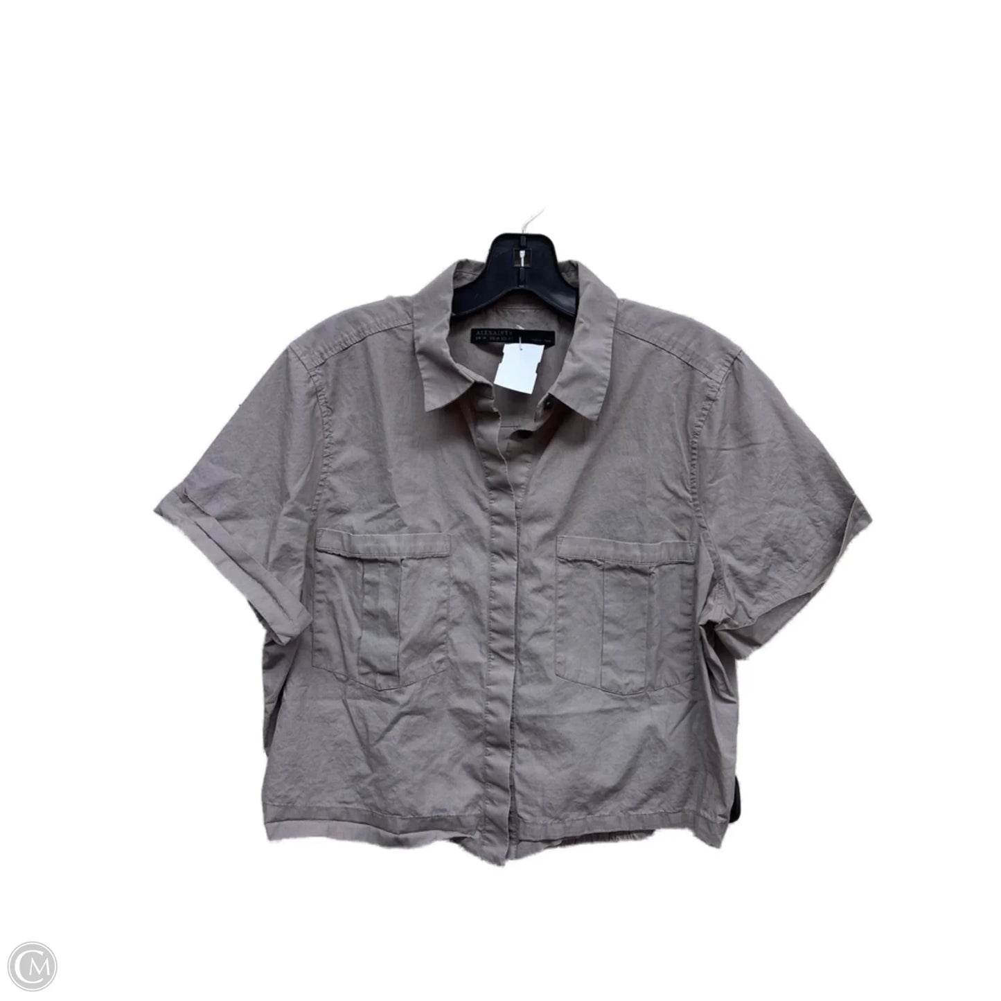 Top Short Sleeve Designer By All Saints In Brown, Size: 10