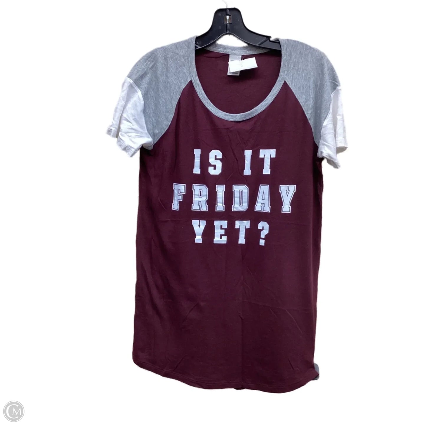 Top Short Sleeve By Pink In Maroon, Size: M