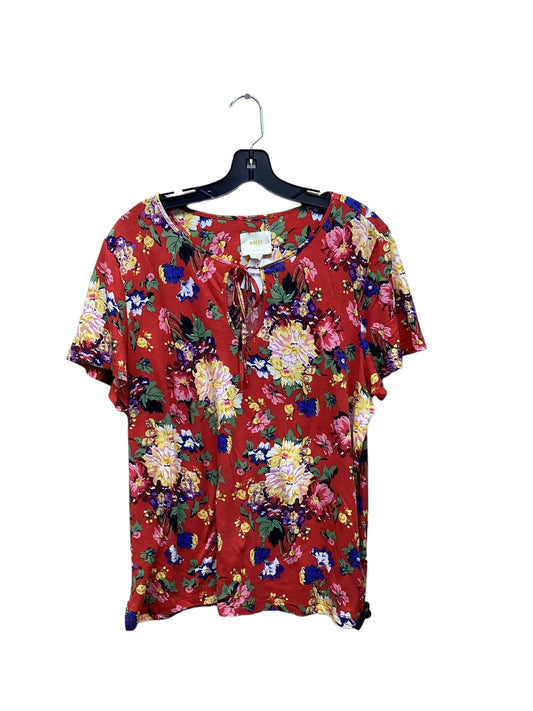 Floral Print Top Short Sleeve Maeve, Size Xl