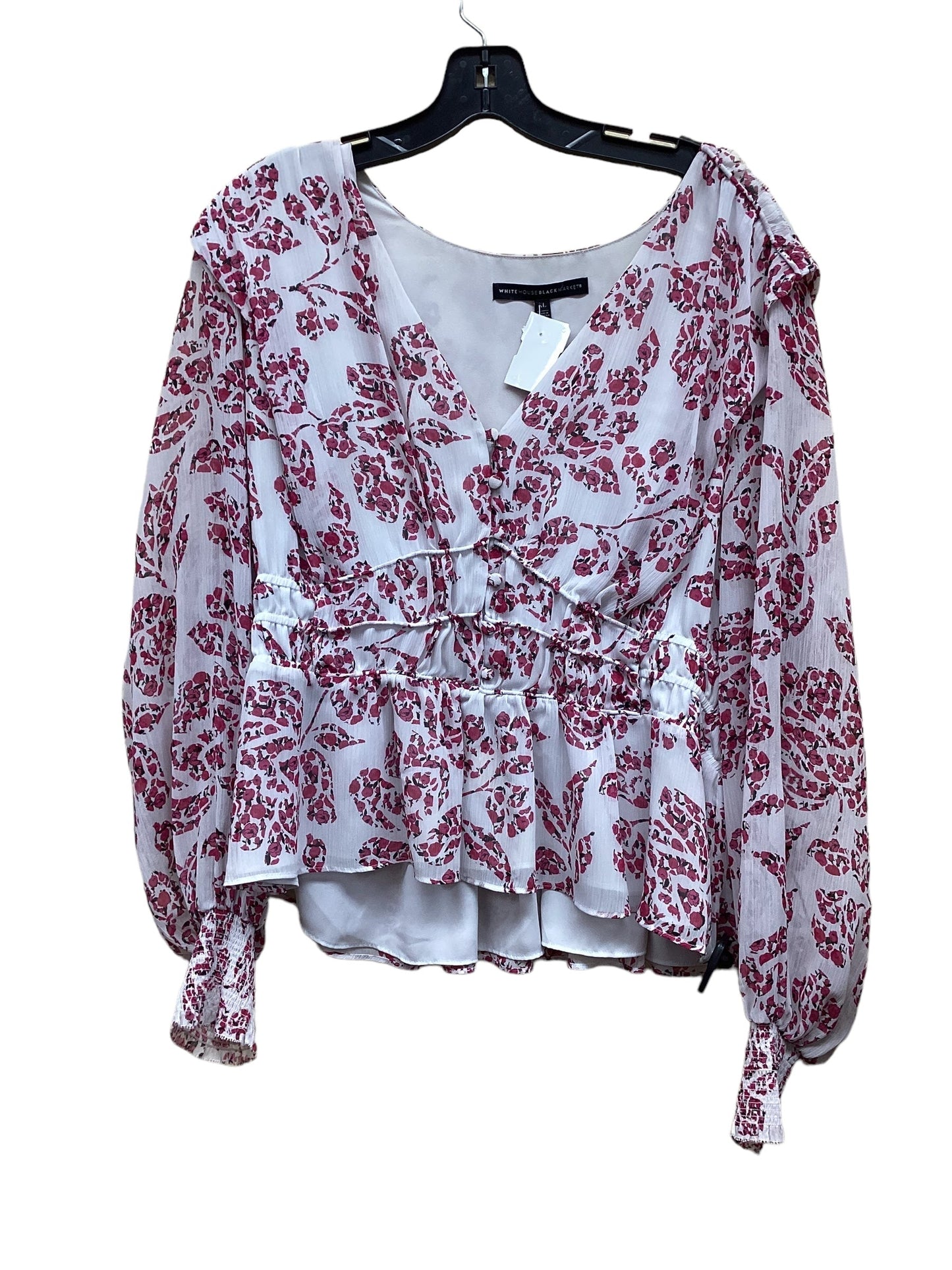 Top Long Sleeve By White House Black Market In Floral Print, Size: Xl