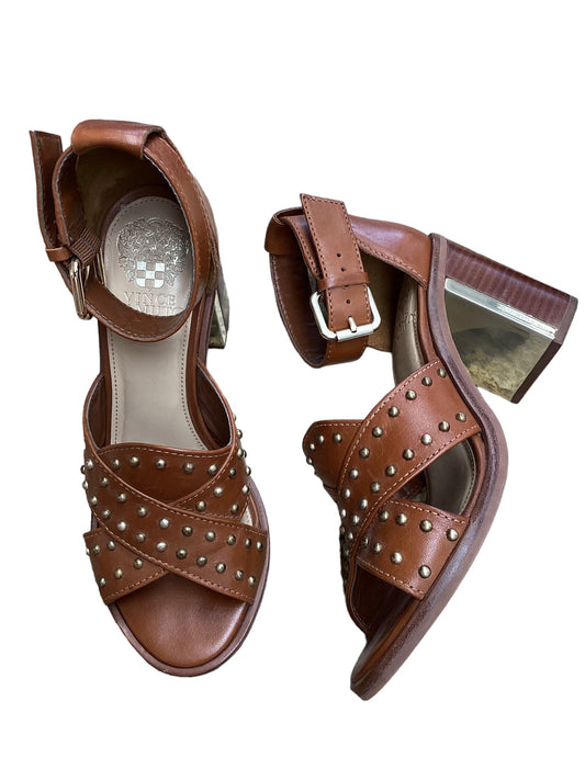 Brown Shoes Heels Block Vince Camuto, Size 7