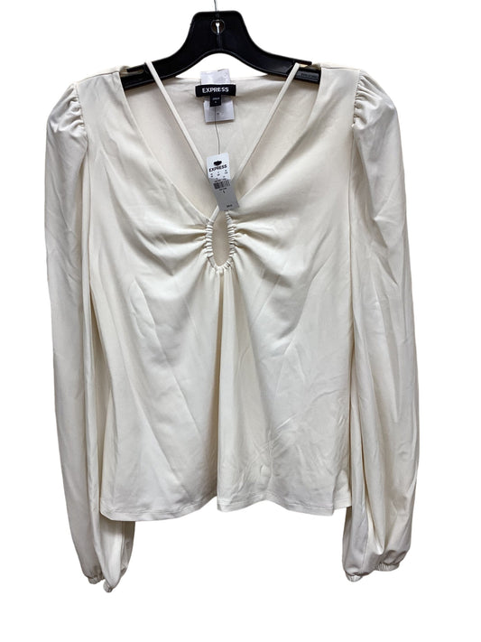 Top Long Sleeve By Express In White, Size: S