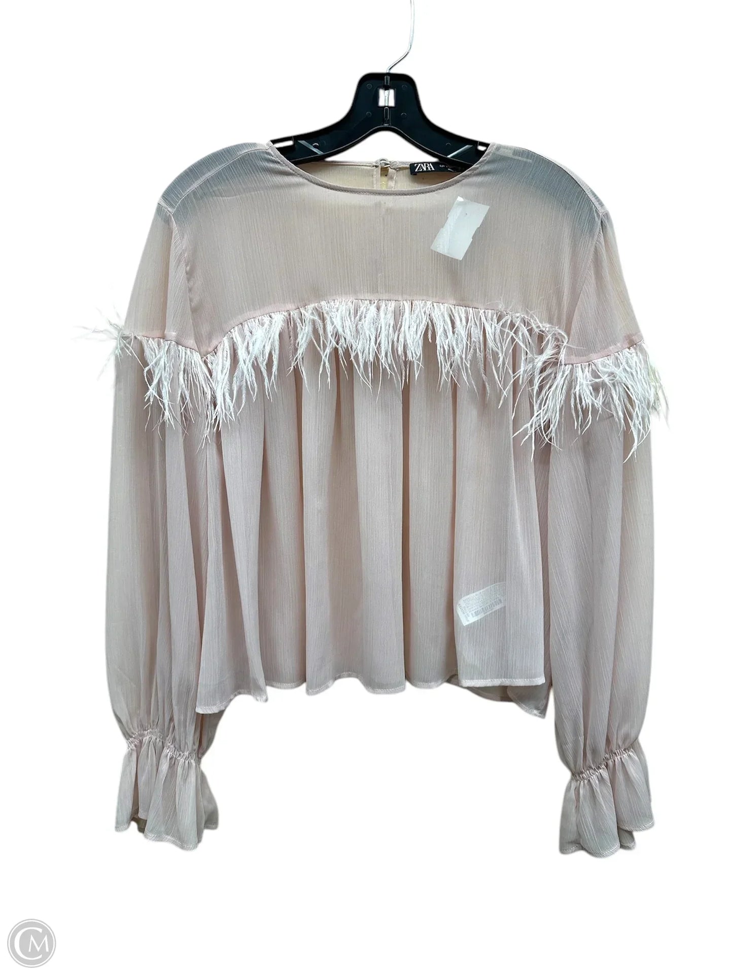 Top Long Sleeve By Zara In Pink, Size: S