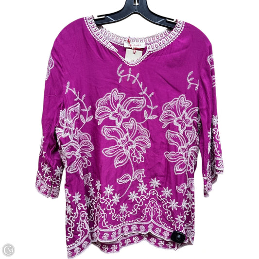 Top Long Sleeve By Solitaire In Purple, Size: M