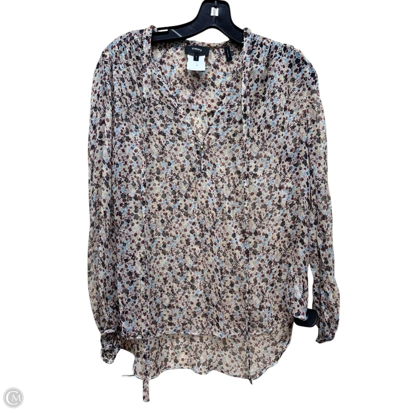 Top Long Sleeve By Theory In Multi-colored, Size: S