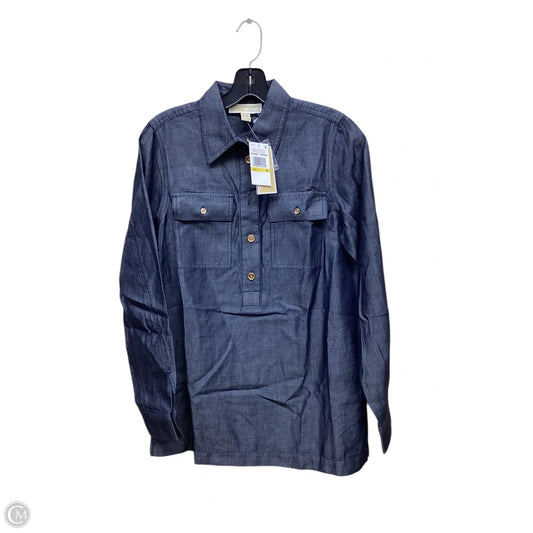 Top Long Sleeve By Michael By Michael Kors In Blue Denim, Size: M