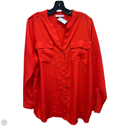 Top Long Sleeve By Calvin Klein In Orange, Size: 1x