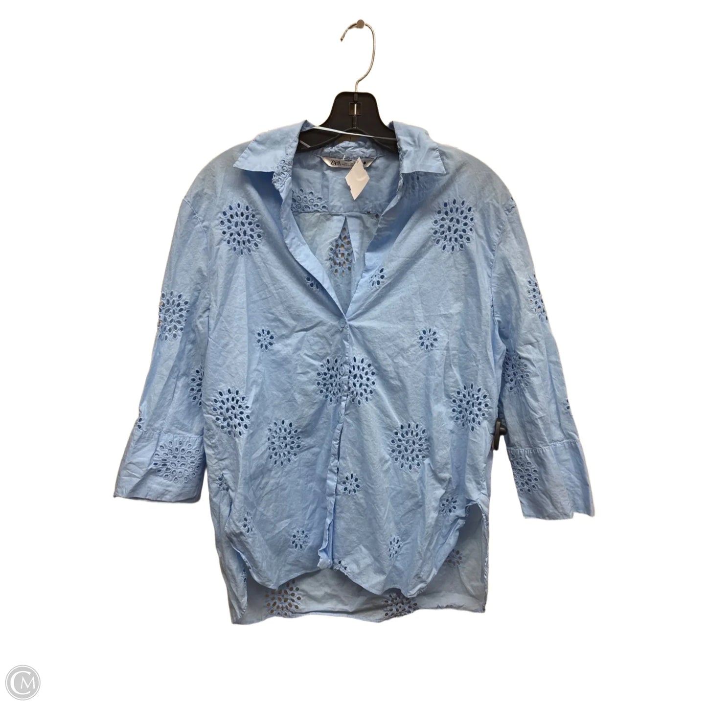 Top Long Sleeve By Zara In Blue, Size: S