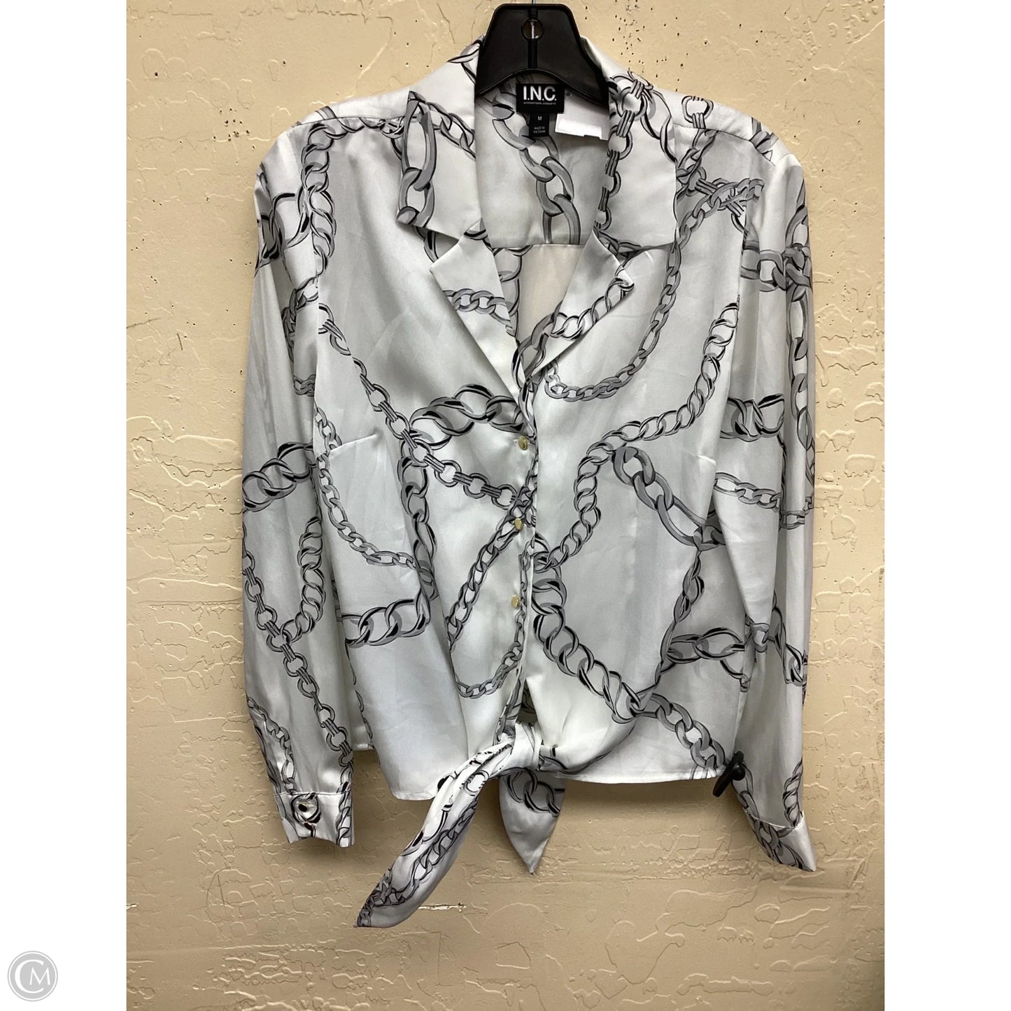 Top Long Sleeve By Inc In Black & White, Size: M