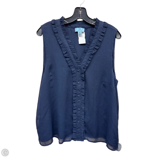 Top Sleeveless By Cece In Blue, Size: Xl