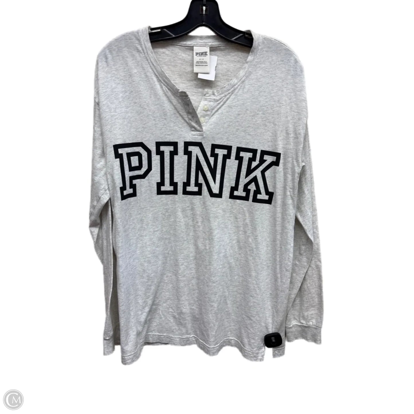 Top Long Sleeve By Pink In Grey, Size: S
