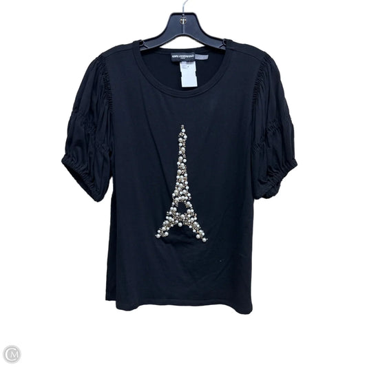 Top Short Sleeve Designer By Karl Lagerfeld In Black, Size: S