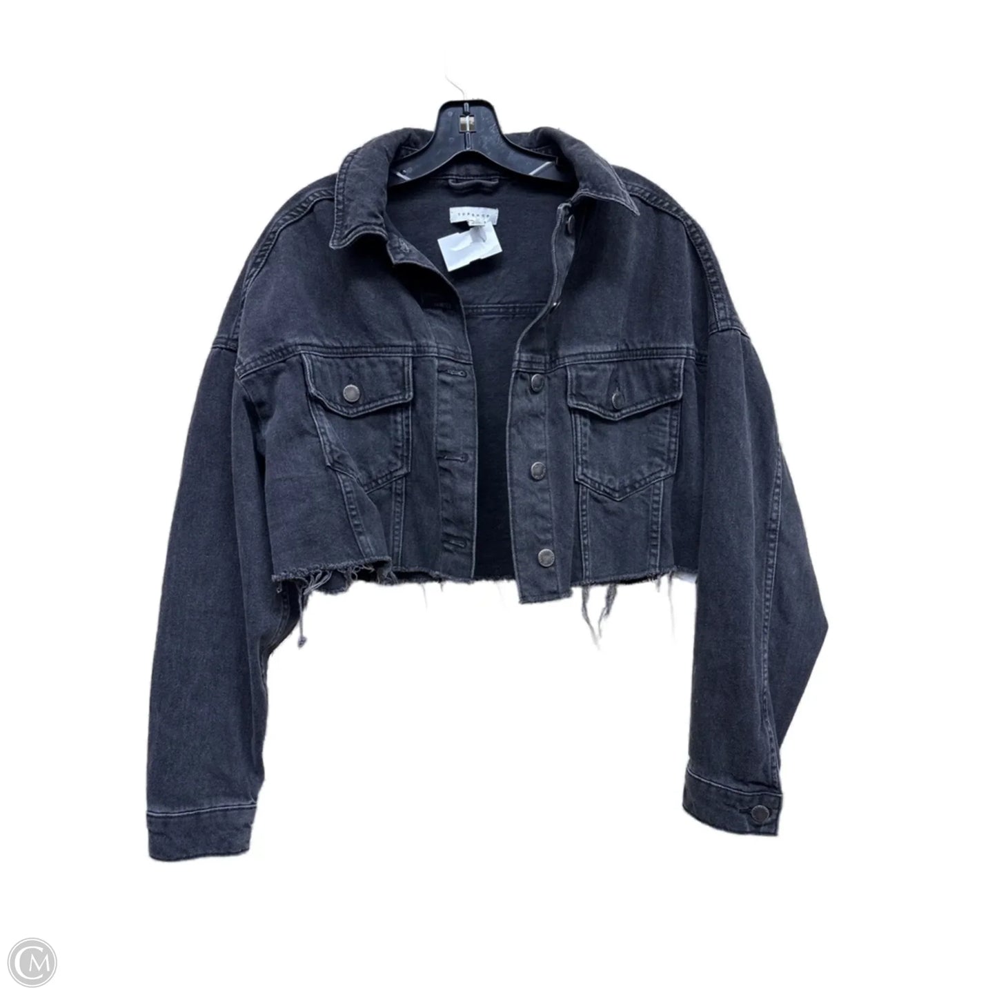 Jacket Denim By Topshop In Black Denim, Size: S