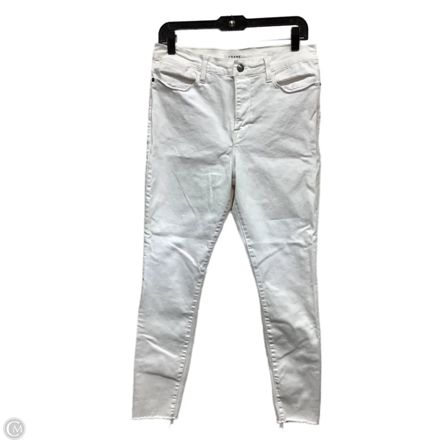 Jeans Straight By Frame In White Denim, Size: 14