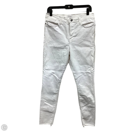 Jeans Straight By Frame In White Denim, Size: 14