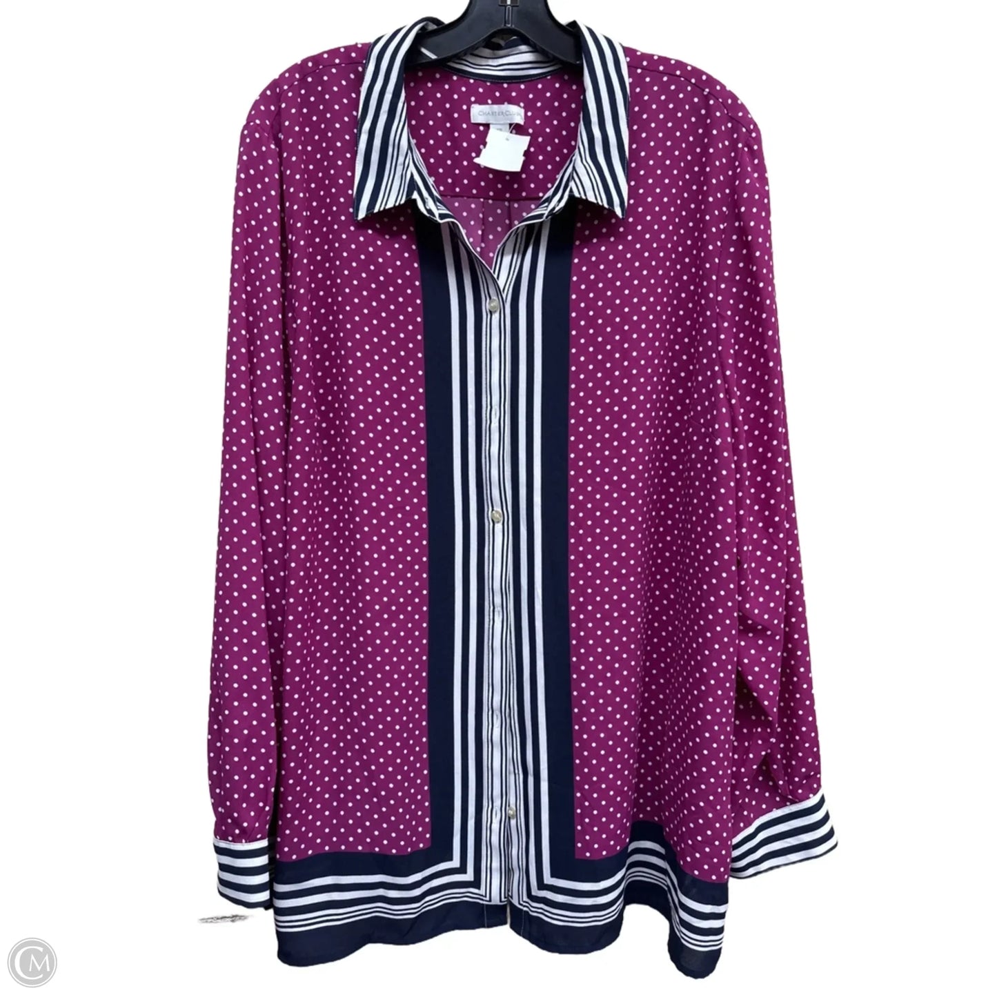 Top Long Sleeve By Charter Club In Polkadot Pattern, Size: Xxl