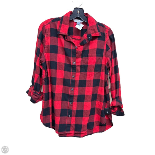 Top Long Sleeve By Old Navy In Plaid Pattern, Size: M