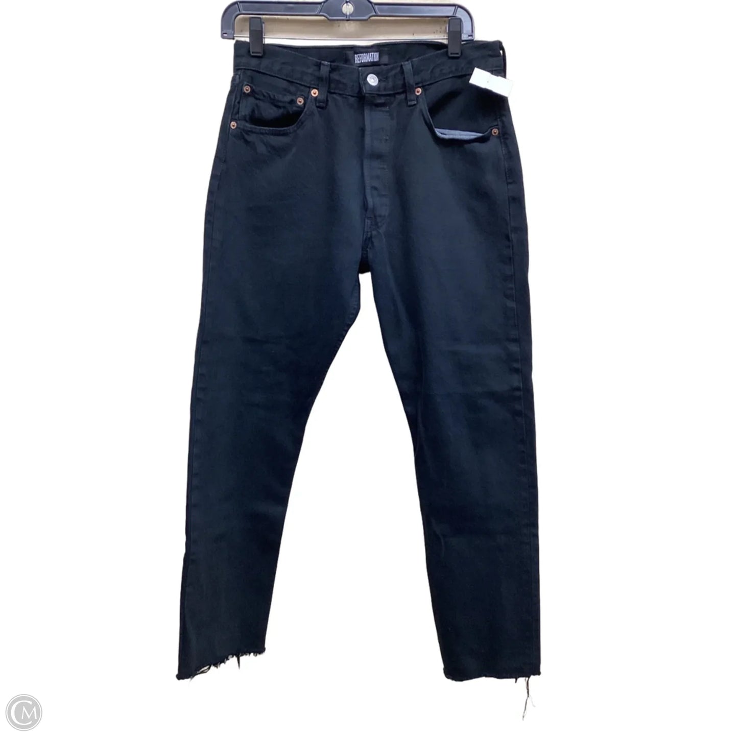 Jeans Straight By Reformation In Black Denim, Size: 6