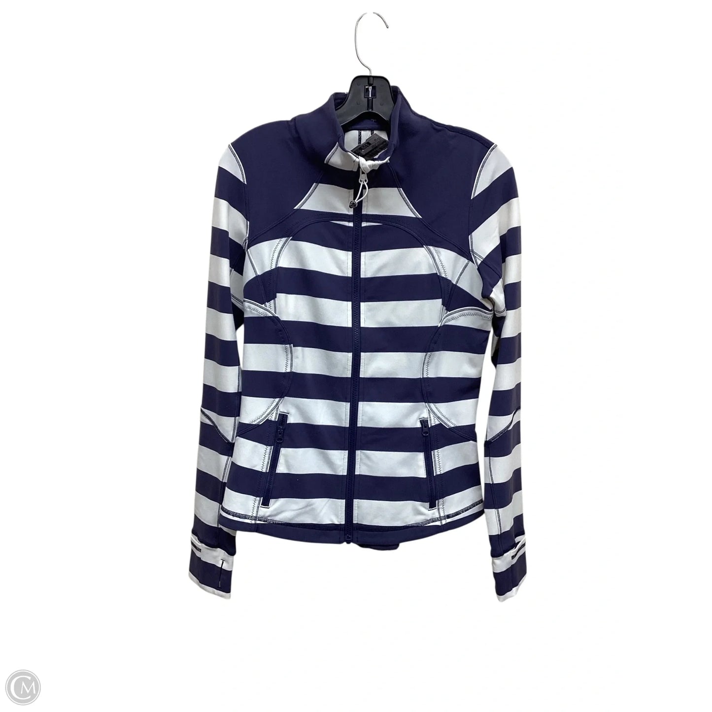 Athletic Jacket By Lululemon In Striped Pattern, Size: 10