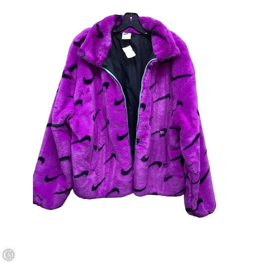 Athletic Jacket By Nike In Purple, Size: L