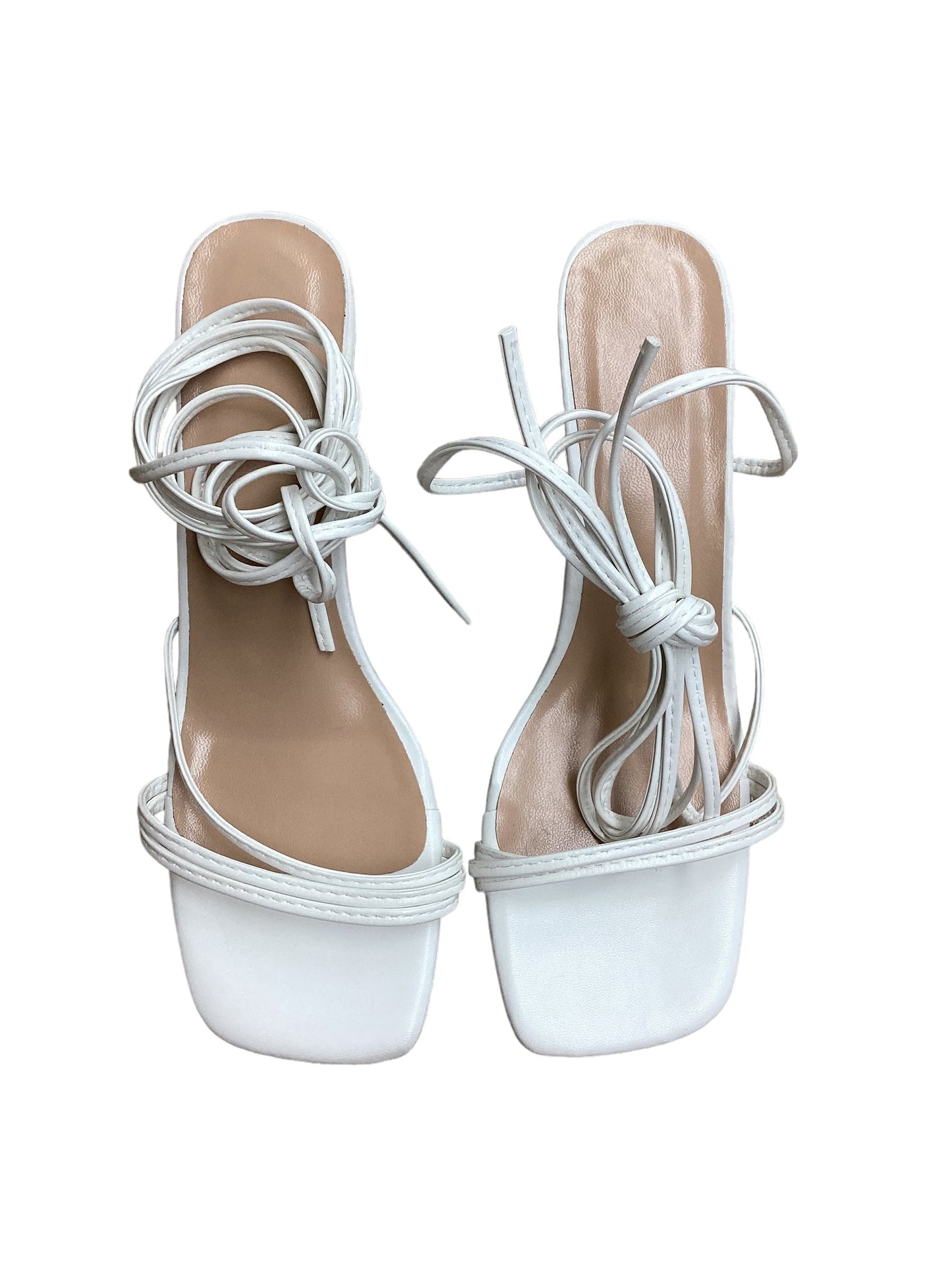 White Shoes Heels Block Clothes Mentor, Size 8.5