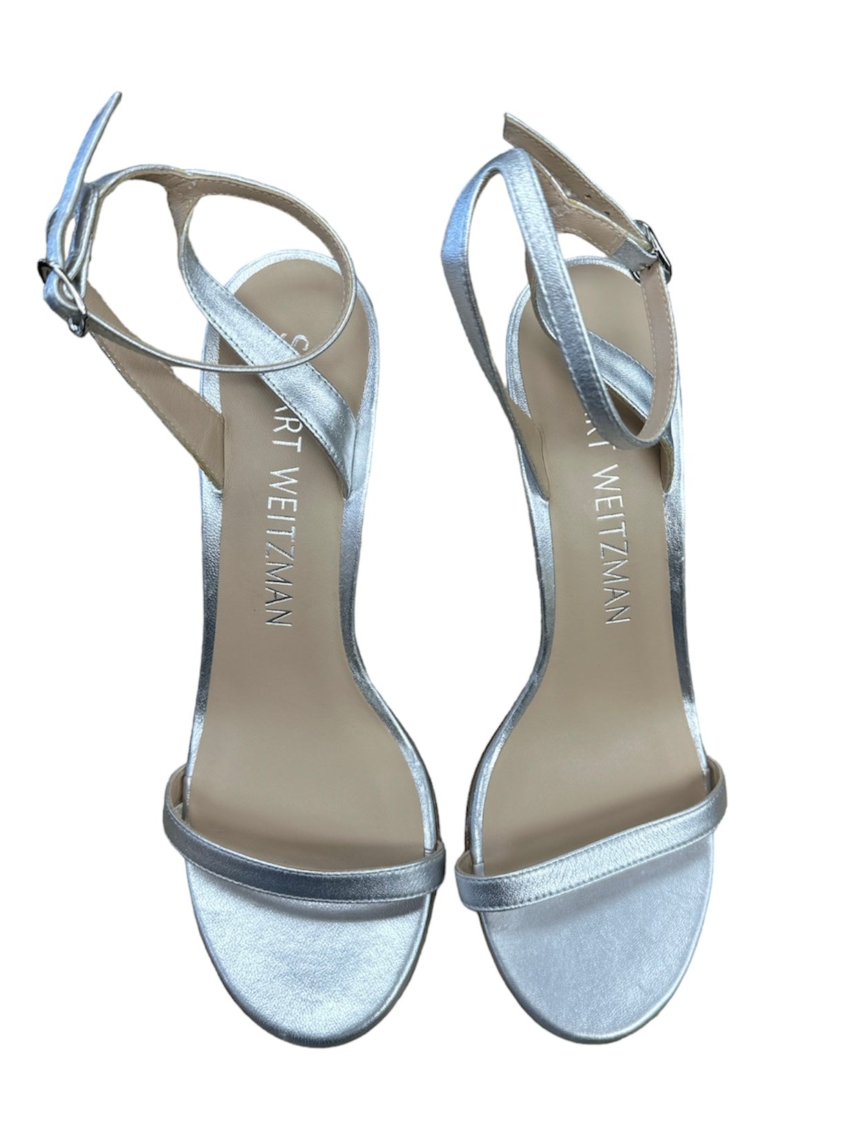 Shoes Heels Stiletto By Stuart Weitzman In Silver, Size: 9.5